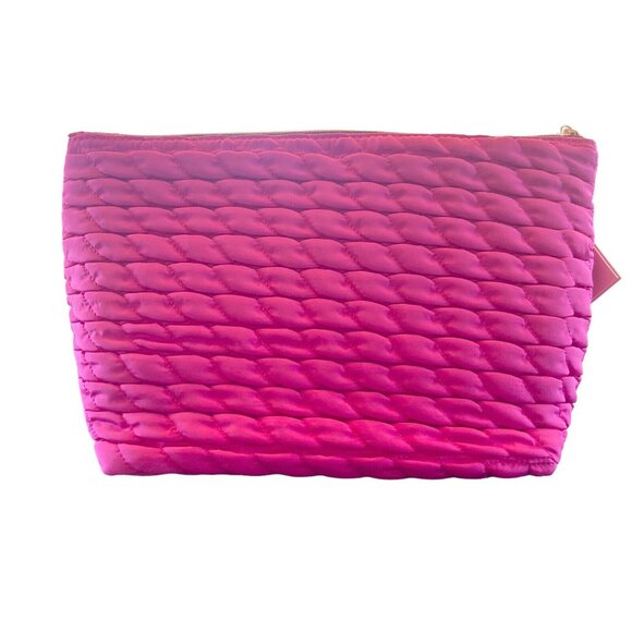 Juicy Couture Hot Pink Quilted Large Wedge Cosmetic Makeup Bag NWT - Picture 4 of 5
